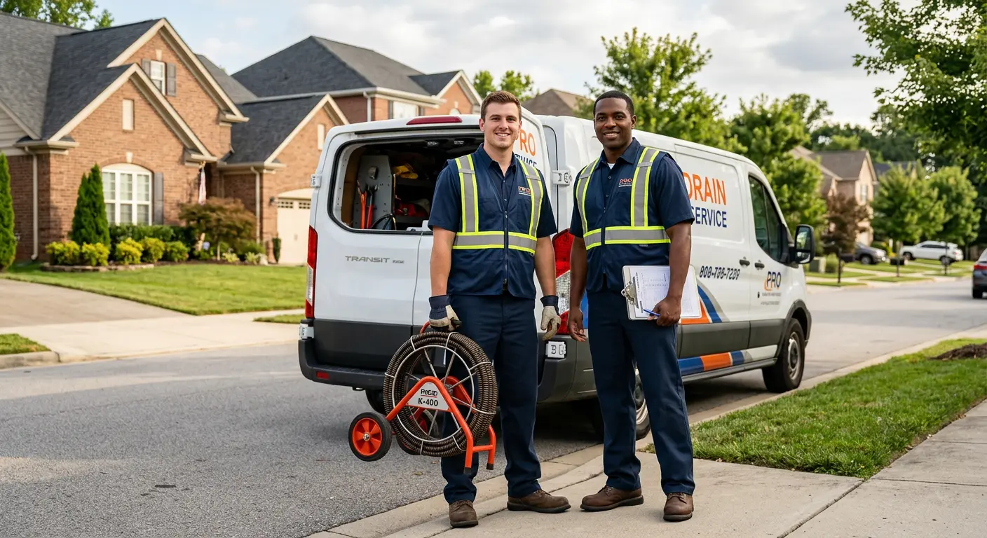 Sewer and drain service team with equipment ready for work in Citrus