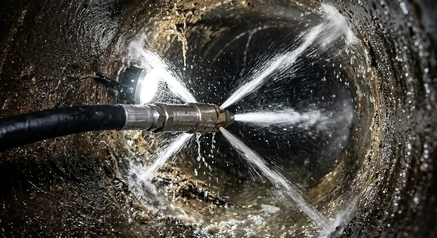 High-pressure hydro jetting nozzle cleaning sewer pipe for Sewer Cleanout in Citrus